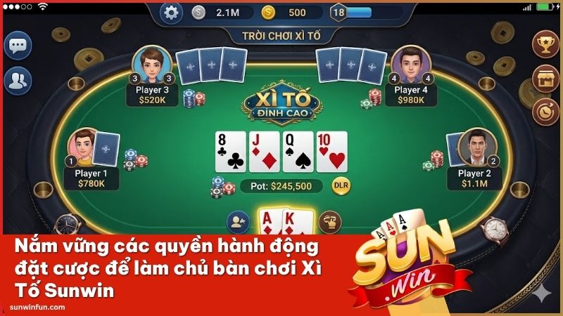 Các nút lệnh đặt cược chiến thuật giúp bạn làm chủ game bài Xì Tố Sunwin