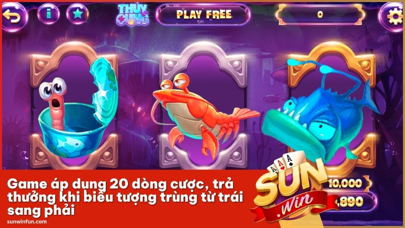 Game áp dụng 20 dòng cược, trả thưởng khi biểu tượng trùng từ trái sang phải