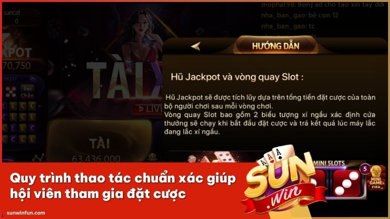 Hướng dẫn các bước lựa chọn phỉnh và xác nhận cược sảnh chơi.