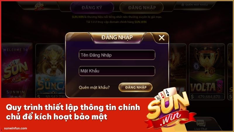 Bước đầu đăng nhập tài khoản thành viên để bắt đầu trải nghiệm game bài Sunwin