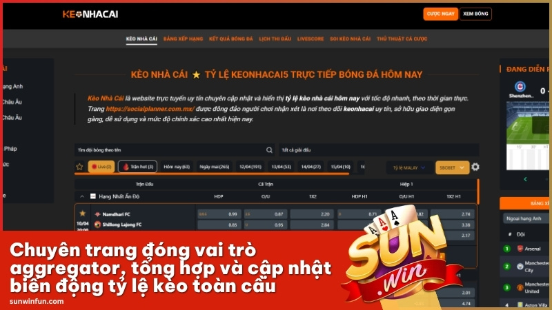 Chuyên trang đóng vai trò aggregator, tổng hợp và cập nhật biến động tỷ lệ kèo toàn cầu