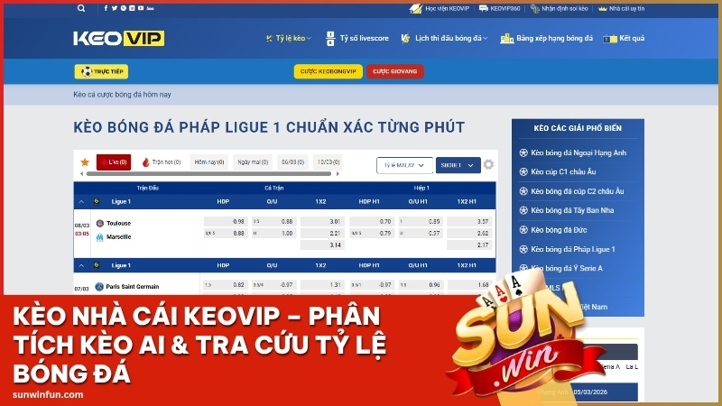 Kèo Nhà Cái KEOVIP Sunwin – Phân Tích Kèo AI & Tra Cứu Tỷ Lệ Bóng Đá