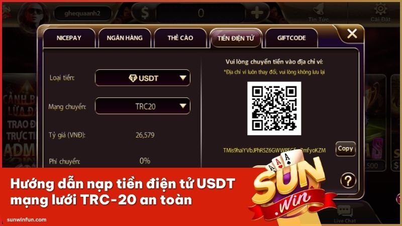 Giải pháp nạp tiền bảo mật cao bằng ví điện tử USDT TRC-20